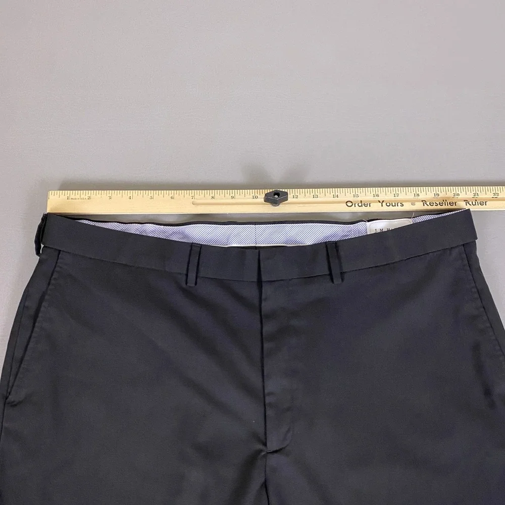 JM Haggar Dress Pants Men's Size 42x30 Black Stretch Slacks Flat Front